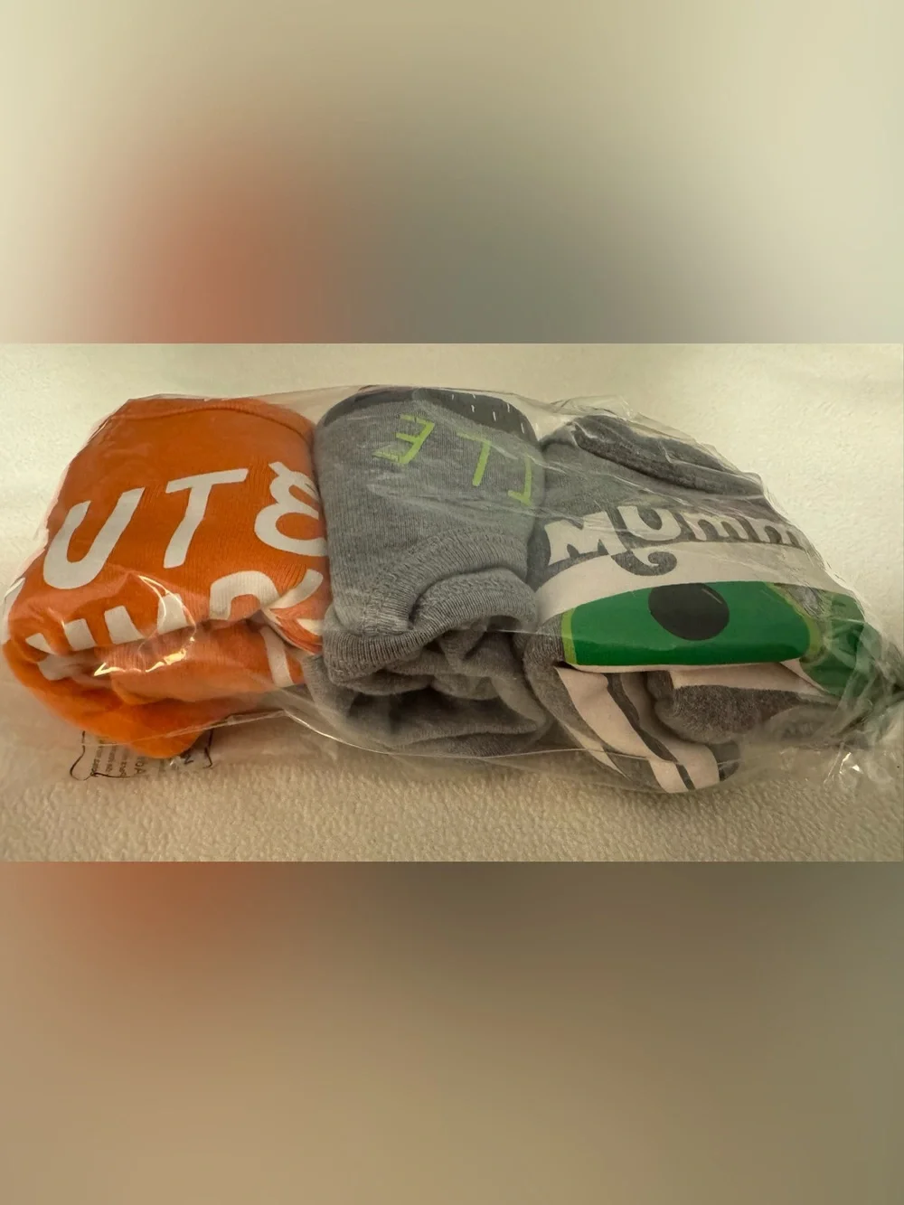 Old Navy Onesies 3-6m Mummy Raccoon Pumpkin Orange Gray White Lot/3 Long Sleeves